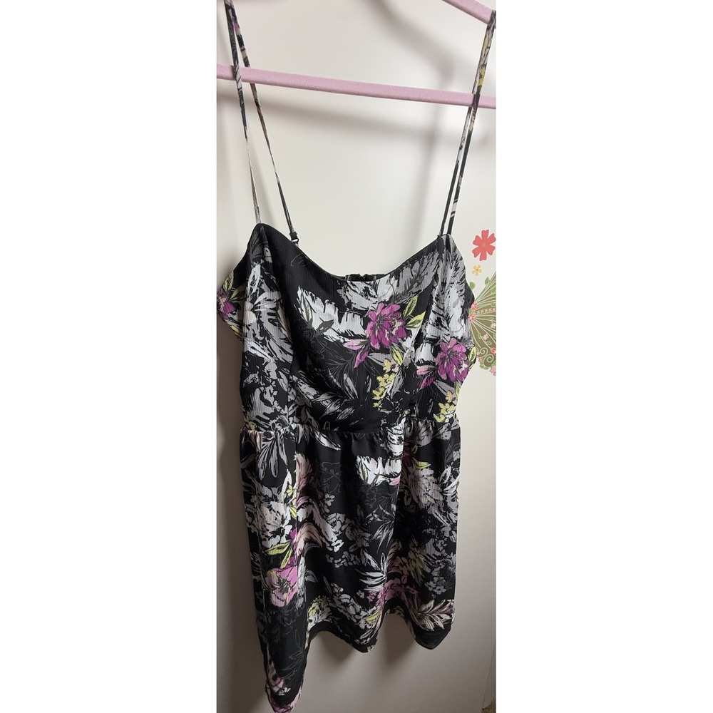 Vera Wang Princess Floral Dress Size 13 Black Pink Spaghetti‎ Strap